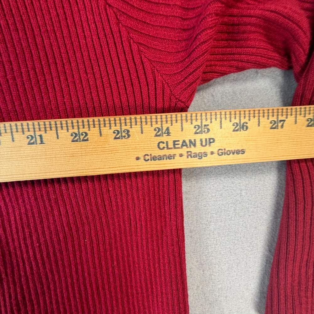 Blair Ribbed Cardigan Sweater Women Large Red Longline Open Front Knit Preppy L - Picture 5 of 9